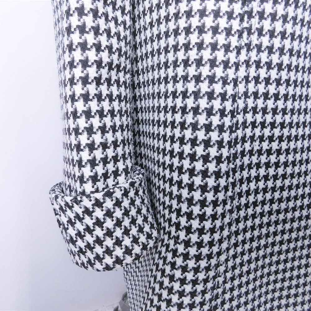 Tahari ASL Black and White Houndstooth Pea Coat - Picture 2 of 8